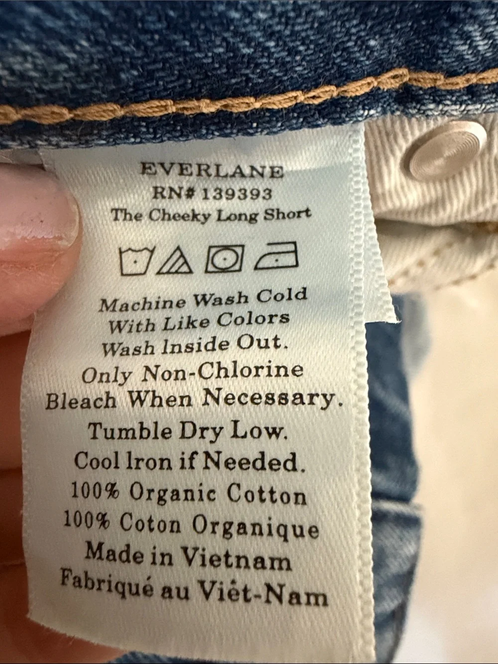 Everlane Cheeky long short Light Wash Distressed Denim Cutoff Shorts